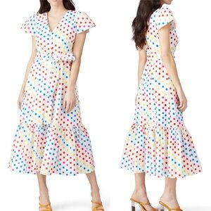 Color Me Courtney Dipping Dot Minnie Dress Short Sleeve Polka Dot Size 8 White